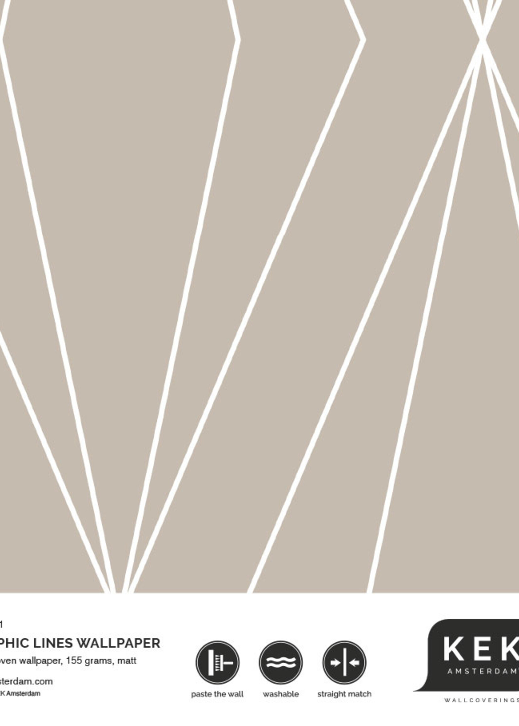 Herhaalbaar Graphic Lines, Tapete mit grafischen Linien, Sand, 100 x 280 cm