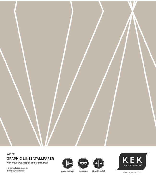 Graphic Lines, behang met grafische lijnen, Zand, 100 x 280 cm