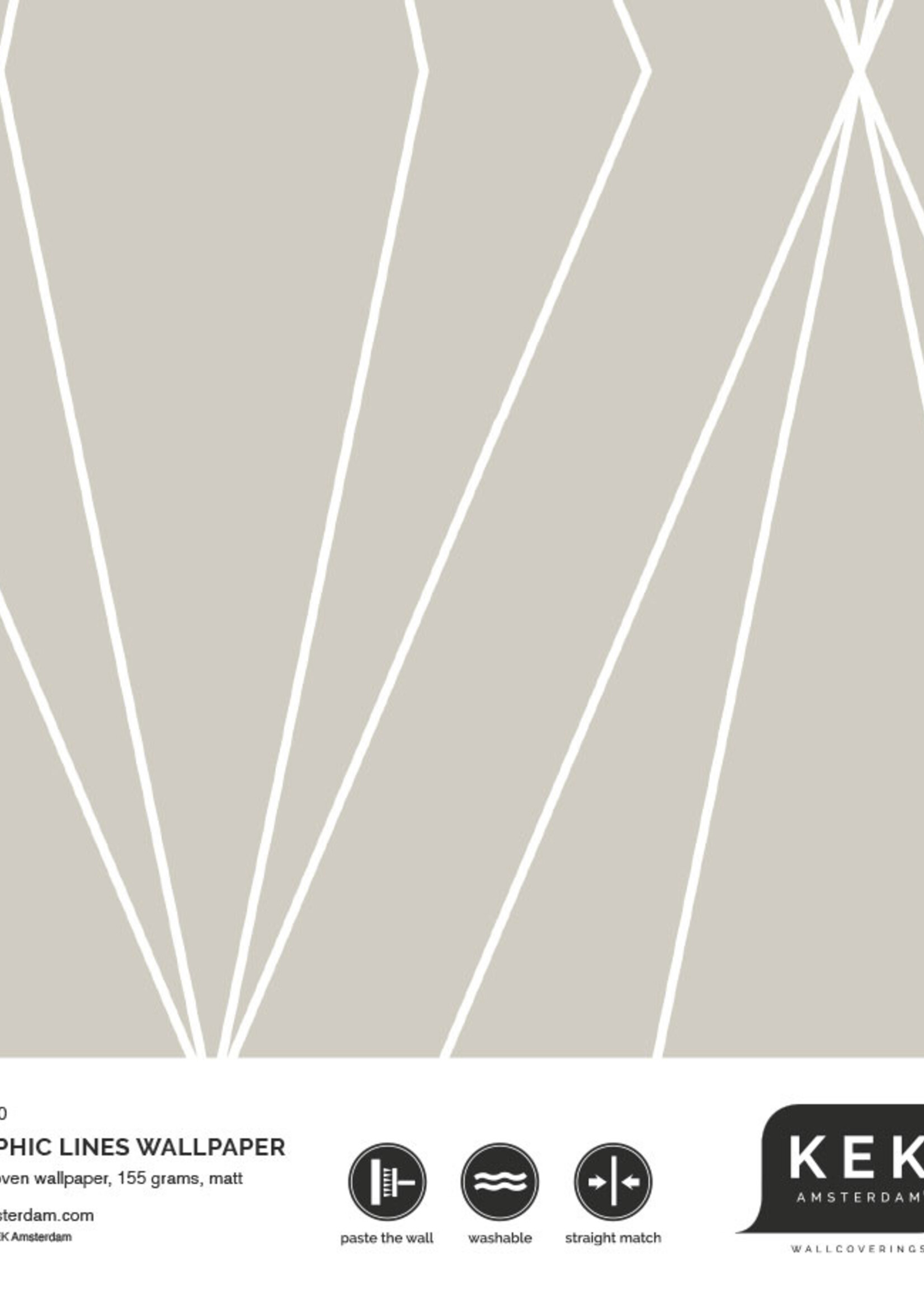 Herhaalbaar Graphic Lines, Tapete mit grafischen Linien, Beige, 100 x 280 cm