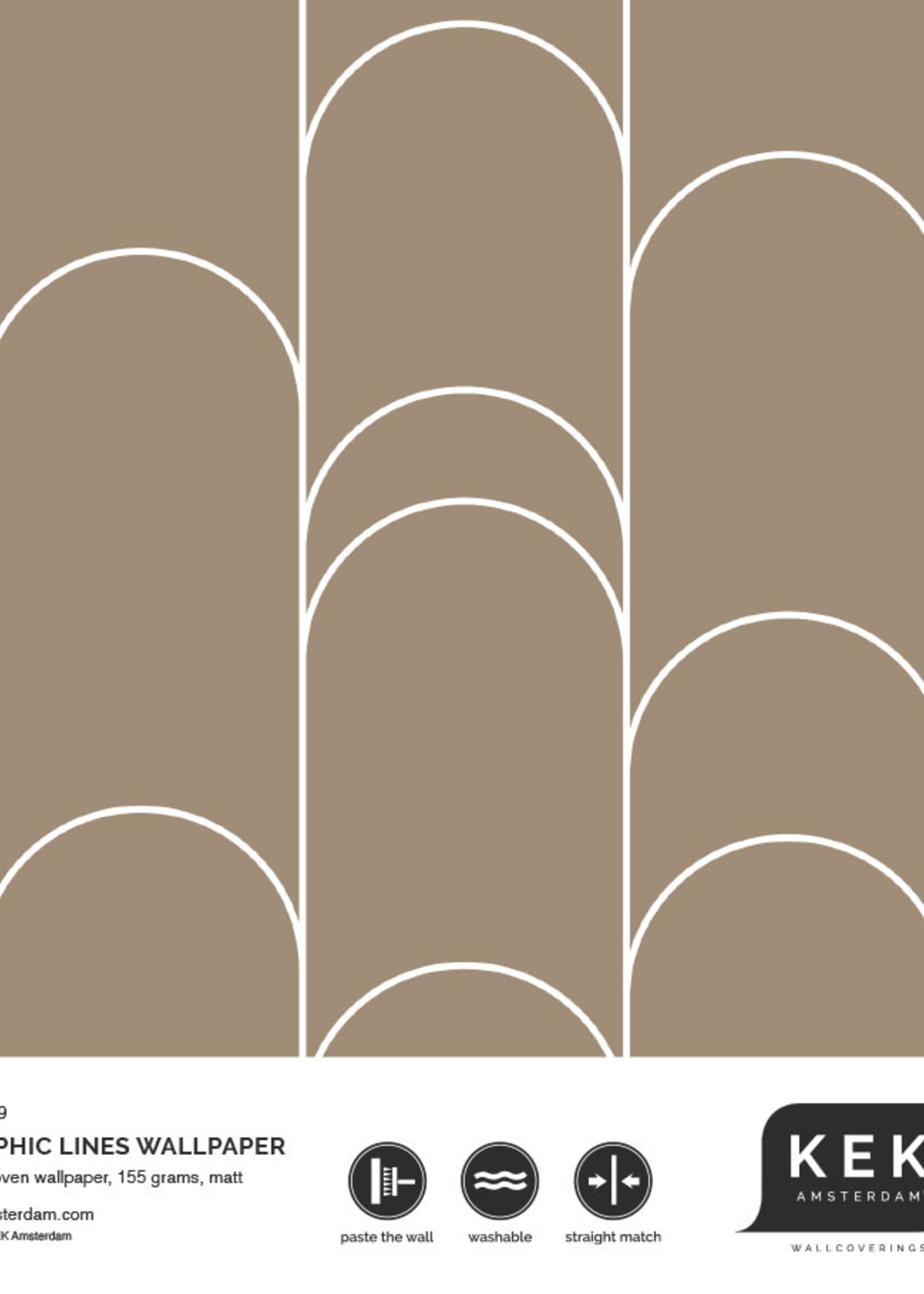 Herhaalbaar Graphic Lines, behang met grafische lijnen, Klei, 100 x 280 cm