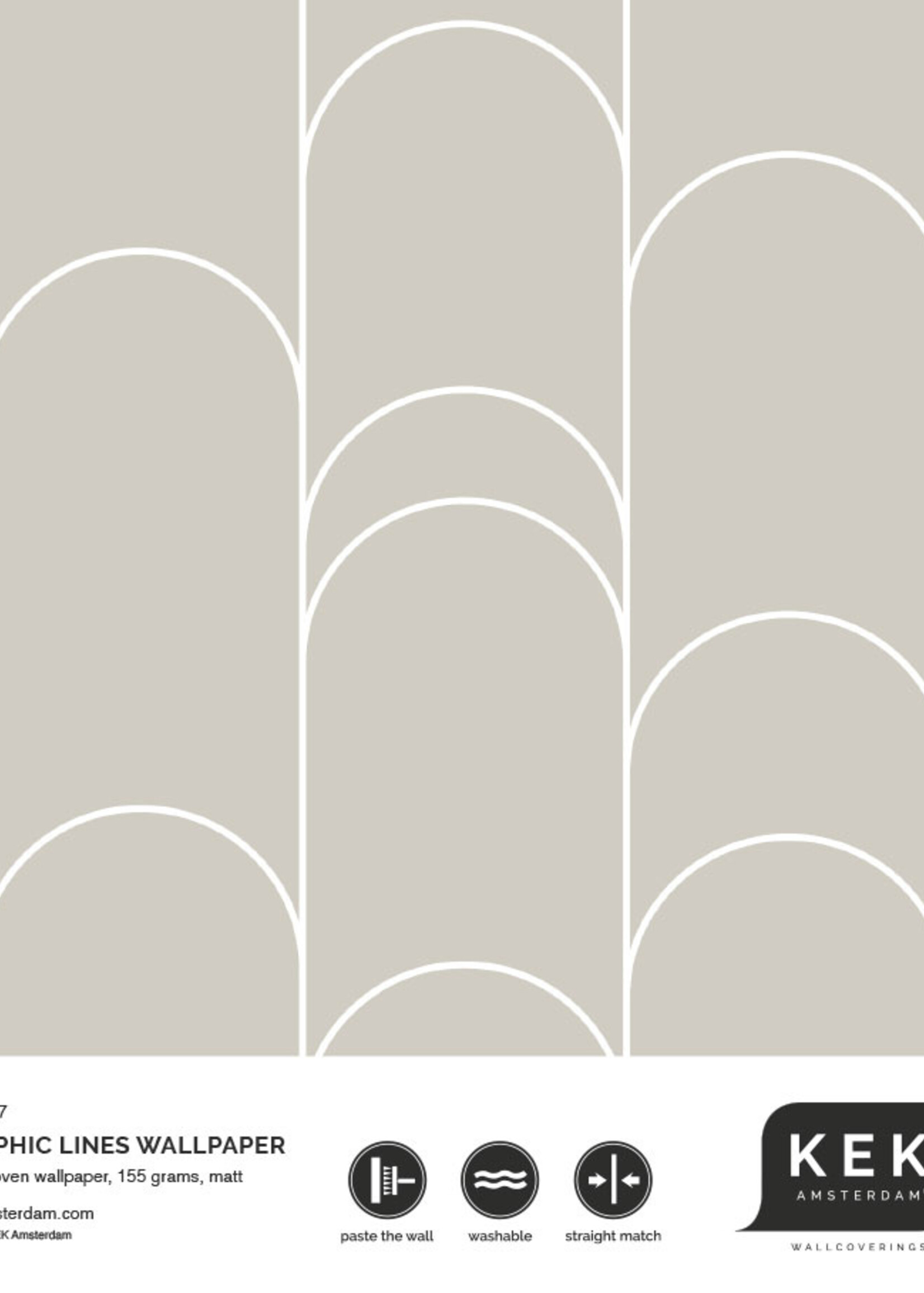 Herhaalbaar Graphic Lines, Tapete mit grafischen Linien, Beige, 100 x 280 cm