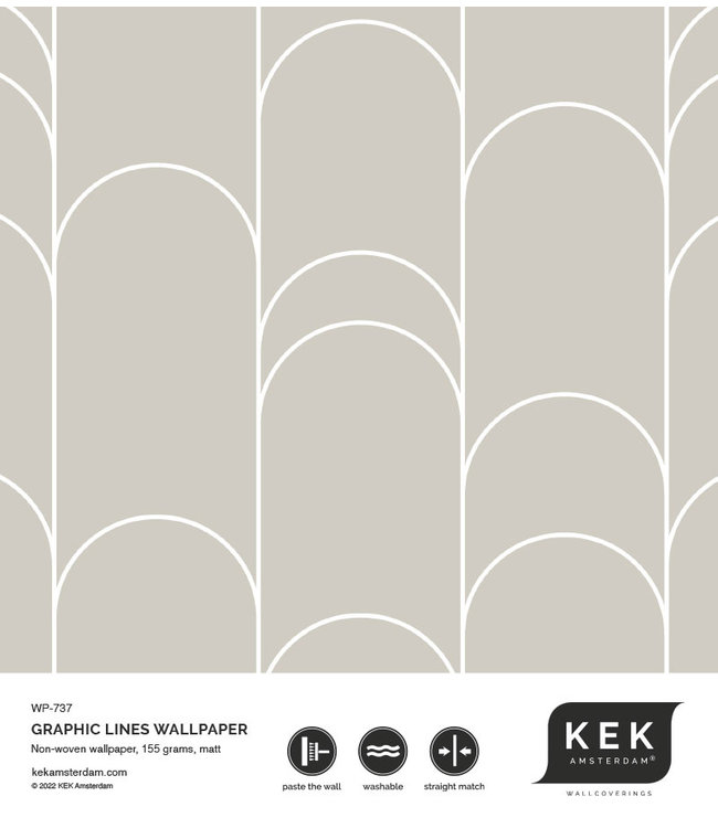 Graphic Lines, Tapete mit grafischen Linien, Beige, 100 x 280 cm