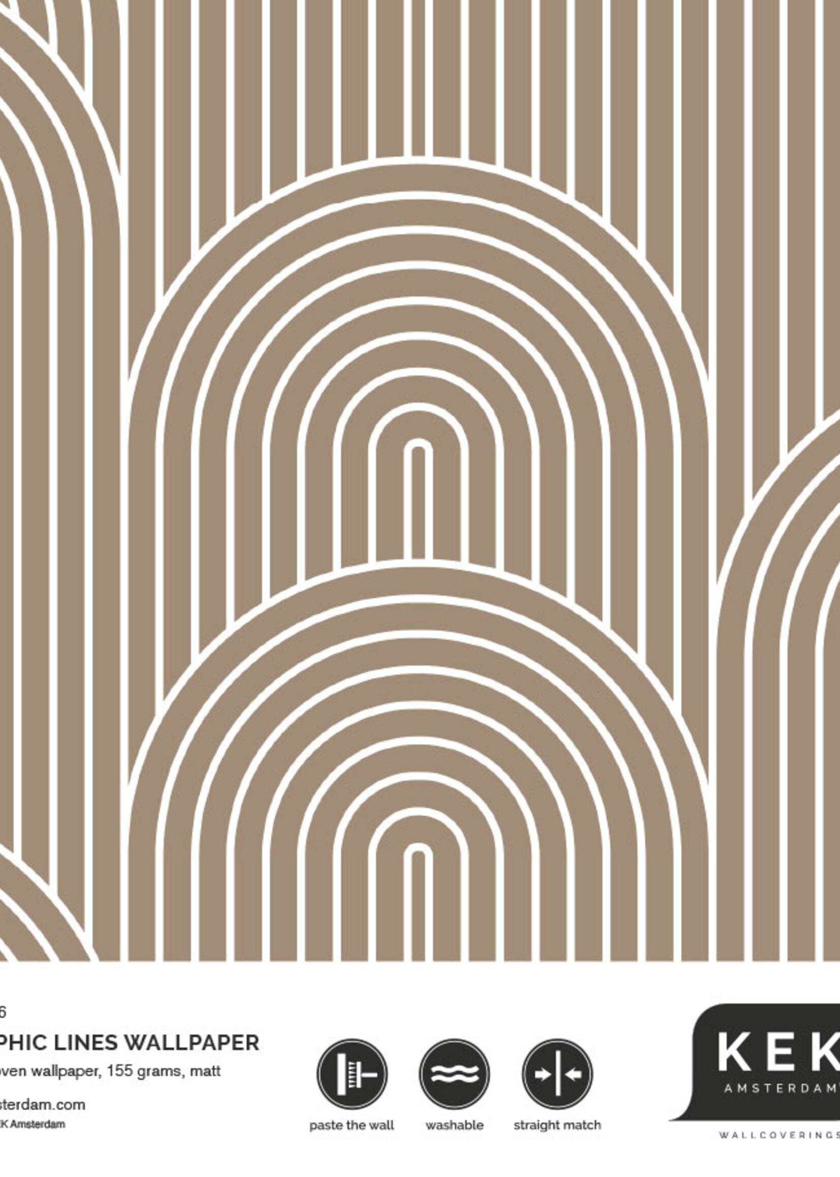 Herhaalbaar Graphic Lines, behang met grafische lijnen, Klei, 100 x 280 cm