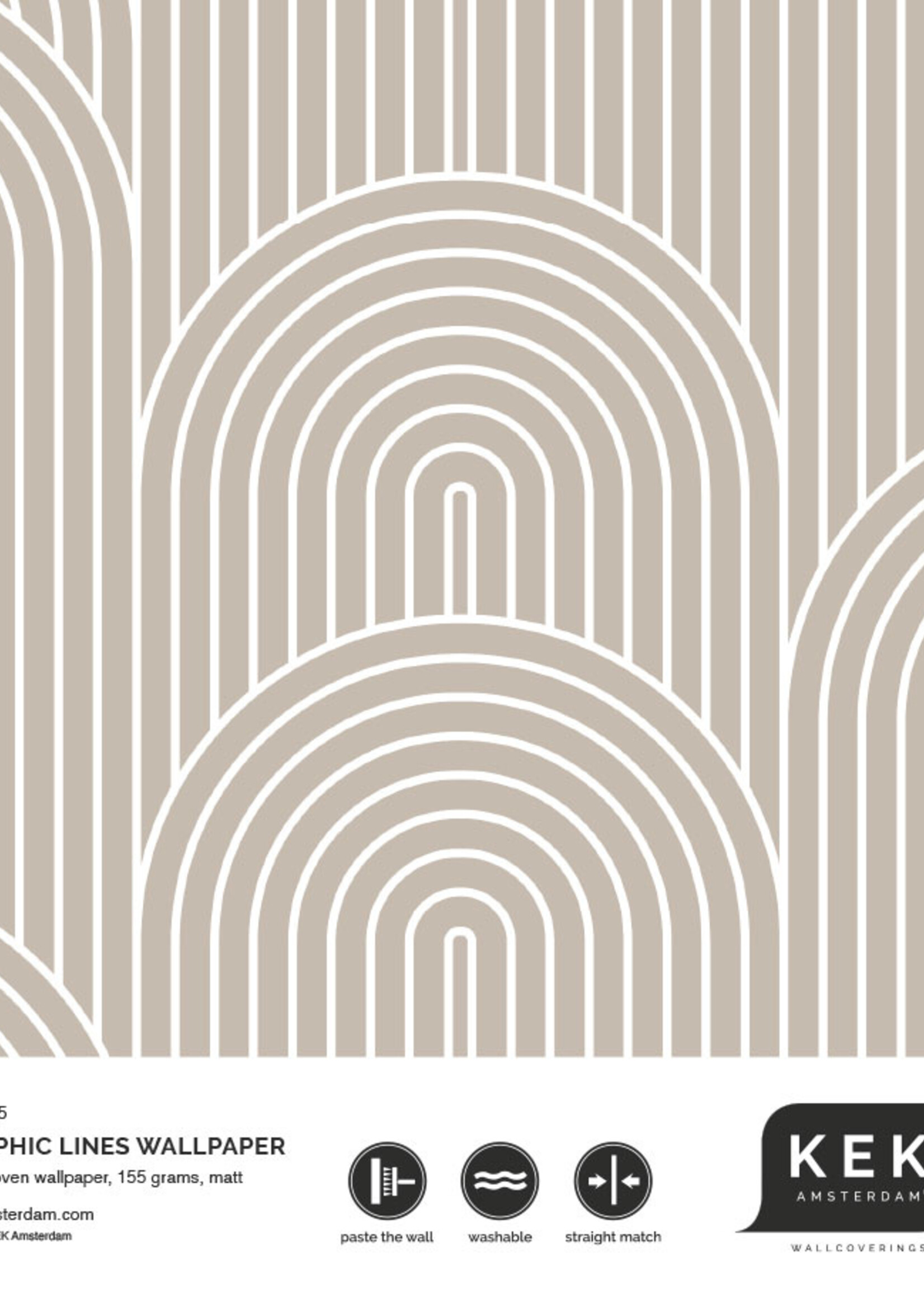 Herhaalbaar Graphic Lines, Tapete mit grafischen Linien, Sand, 100 x 280 cm