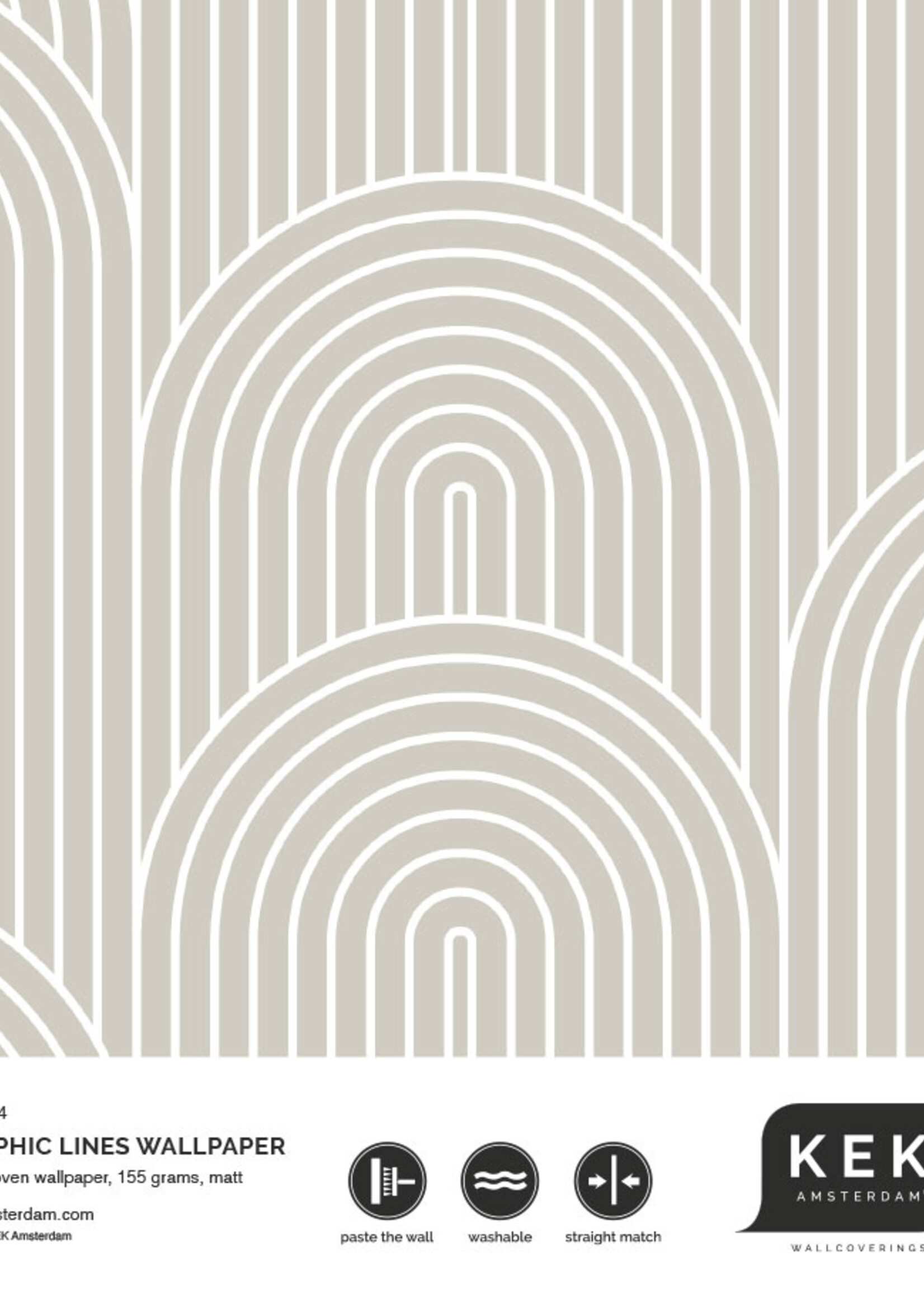 Herhaalbaar Graphic Lines, Tapete mit grafischen Linien, Beige, 100 x 280 cm