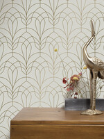 Goud metallic | Afwasbaar Golden Lines, Goud geometrisch lijnen behang, Zand
