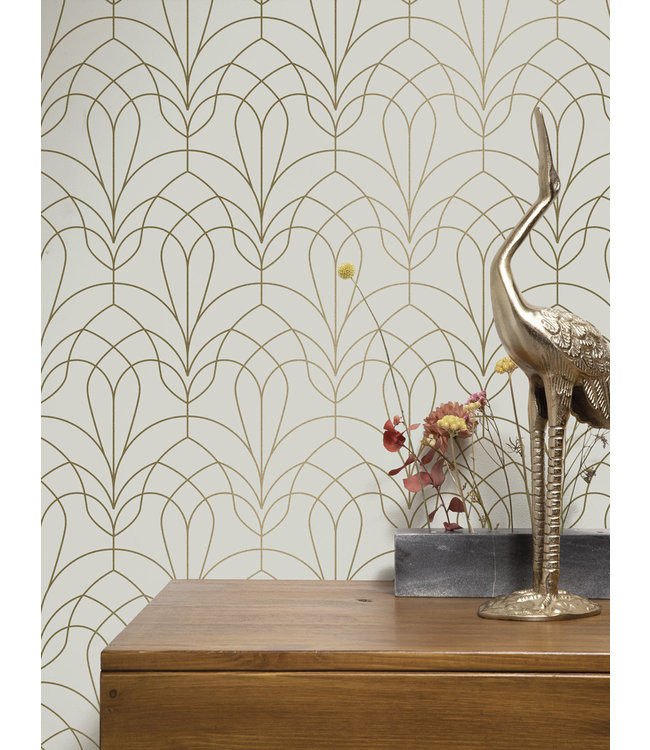 Golden Lines, Gold geometric lines wallpaper, Sand, Washable, 100 x 280 cm