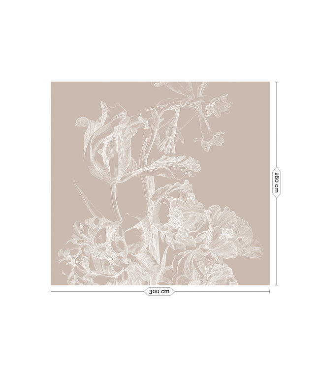 Engraved Flowers, Tapete mit Gravuren von Blumen, Sand