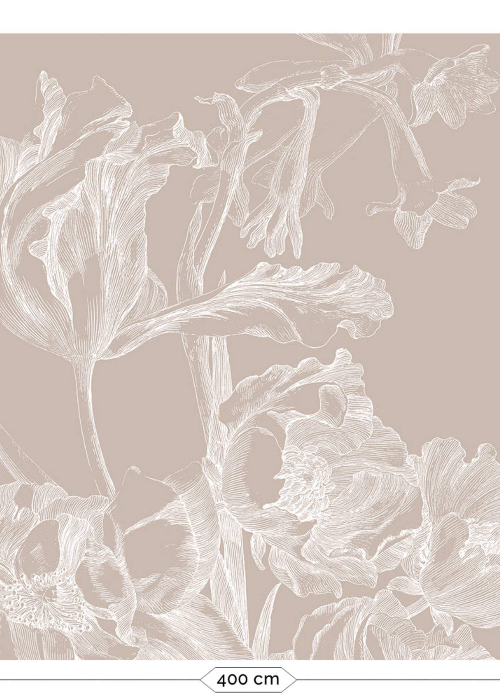 Wandvullend Engraved Flowers, Tapete mit Gravuren von Blumen, Sand