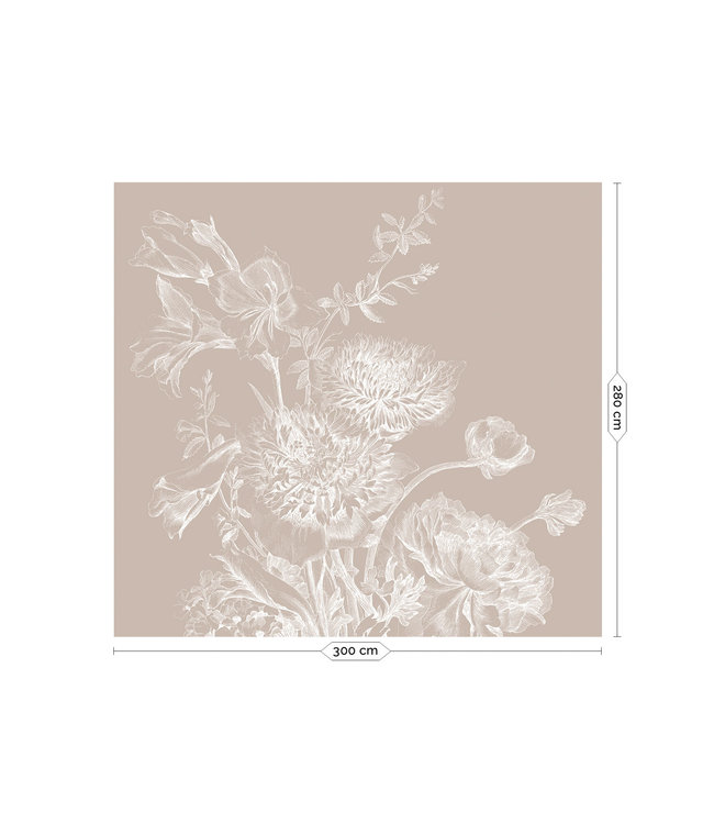 Engraved Flowers, Tapete mit Gravuren von Blumen, Sand