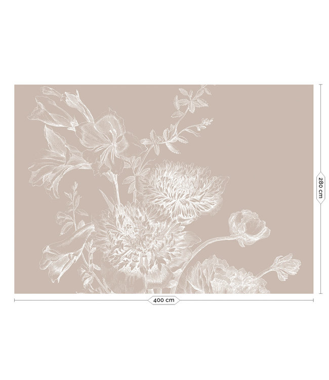 Engraved Flowers, Tapete mit Gravuren von Blumen, Sand