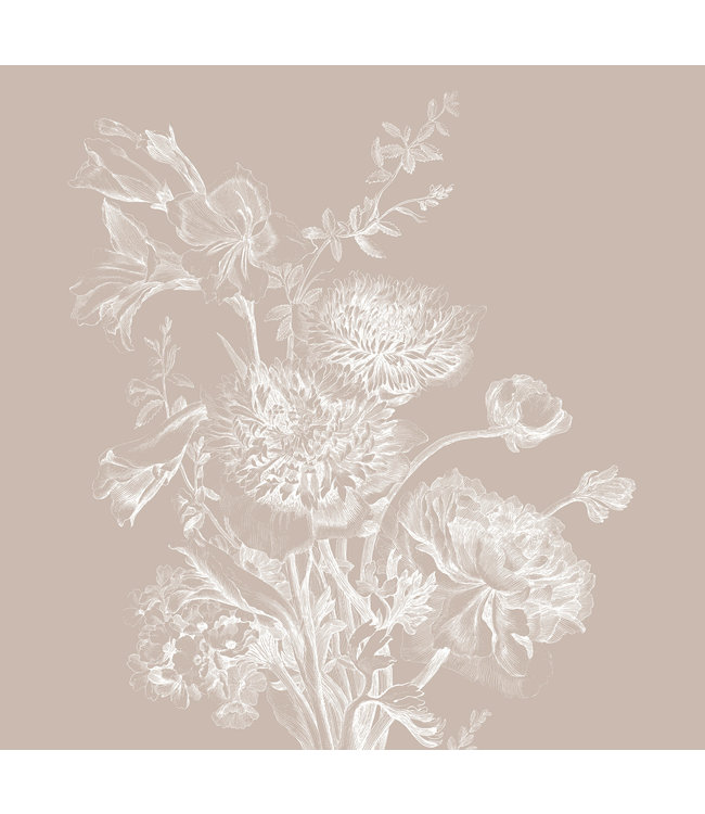 Engraved Flowers, Tapete mit Gravuren von Blumen, Sand