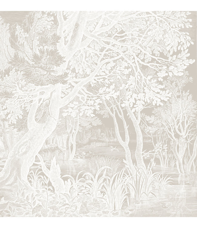 Engraved Landscapes, Tapete mit Landschaftsgravur, Grau