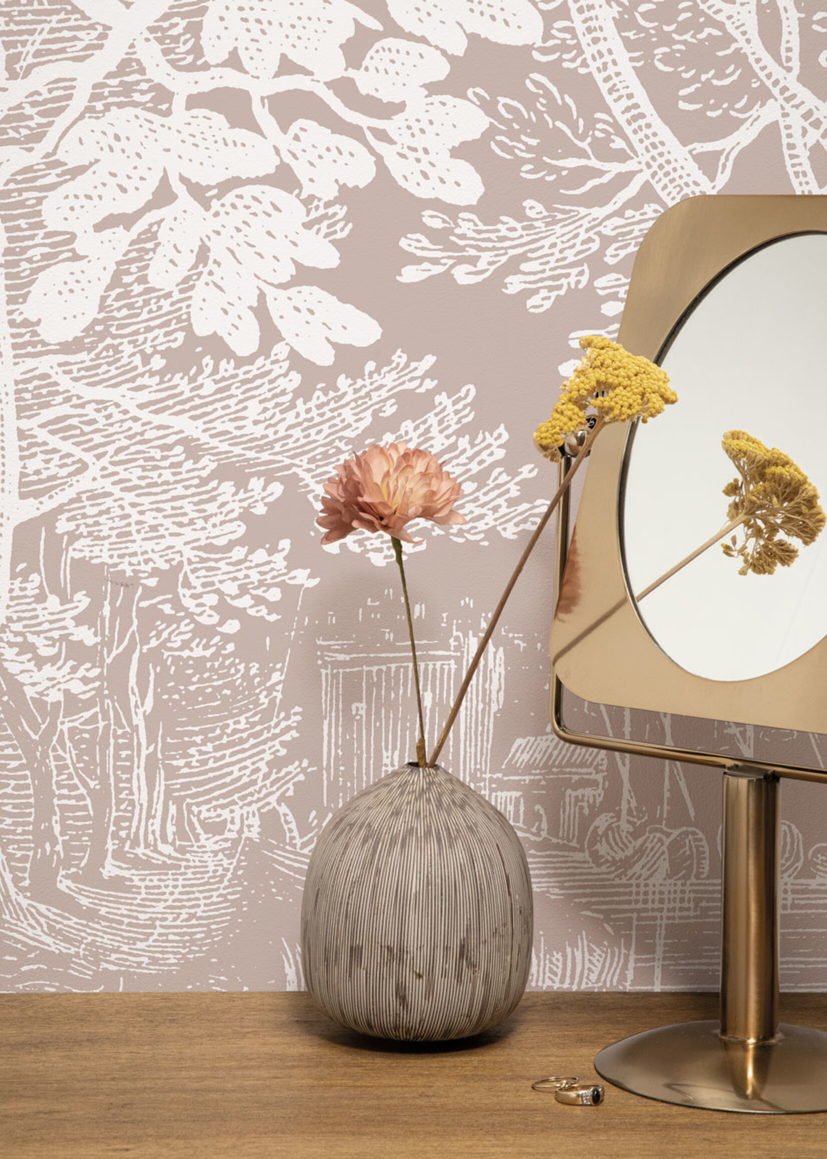 Wandvullend Engraved Landscapes wallpaper, Nude