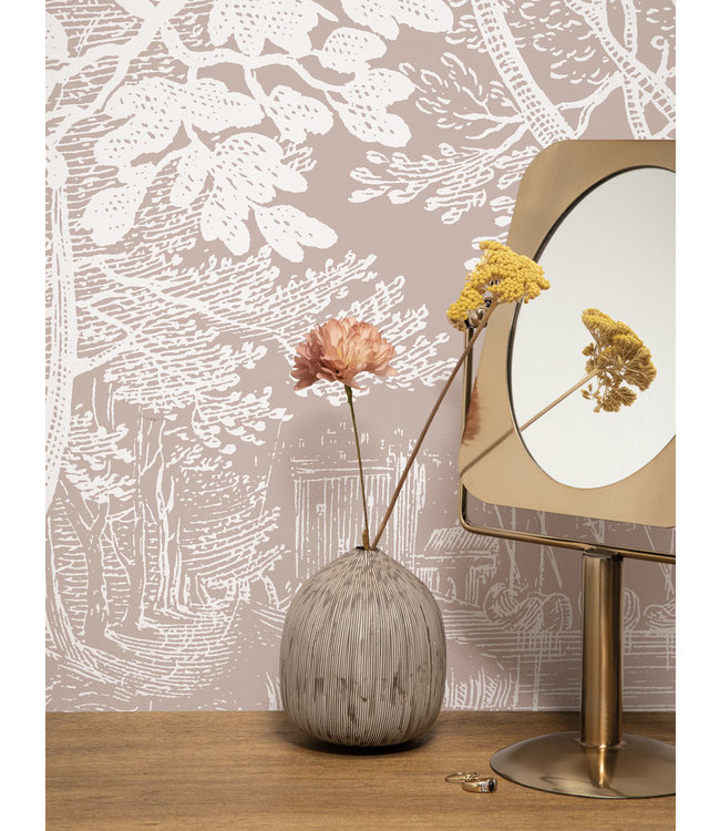 Engraved Landscapes, behang met getekend landschap, Nude