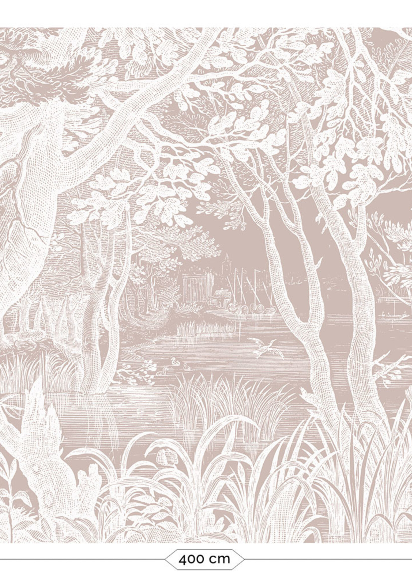 Wandvullend Engraved Landscapes, behang met getekend landschap, Nude