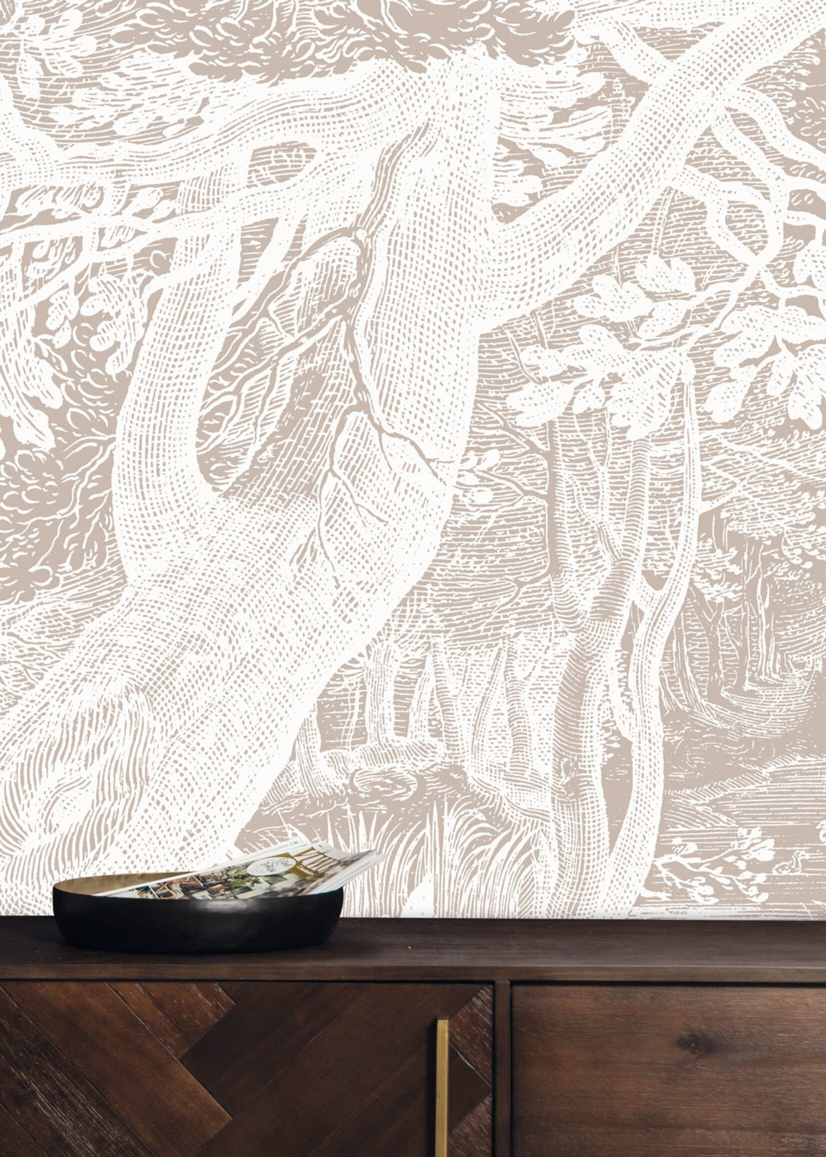 Wandvullend Engraved Landscapes wallpaper, Sand