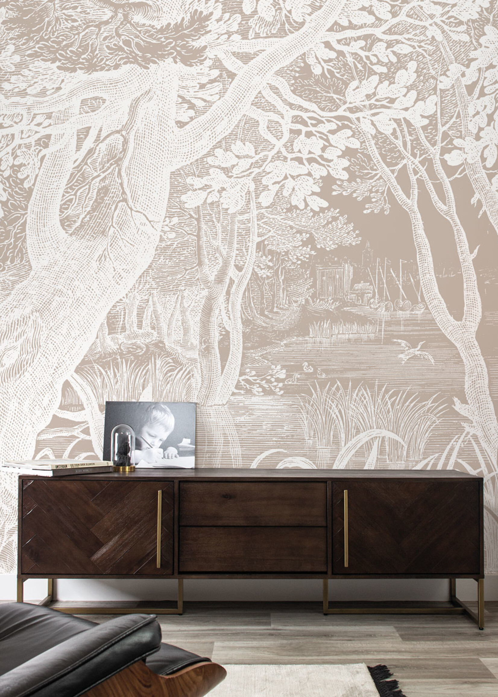 Wandvullend Engraved Landscapes wallpaper, Sand