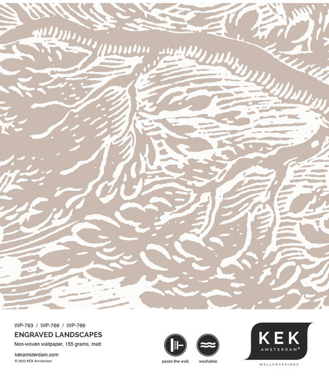 Engraved Landscapes, behang met getekend landschap, Zand