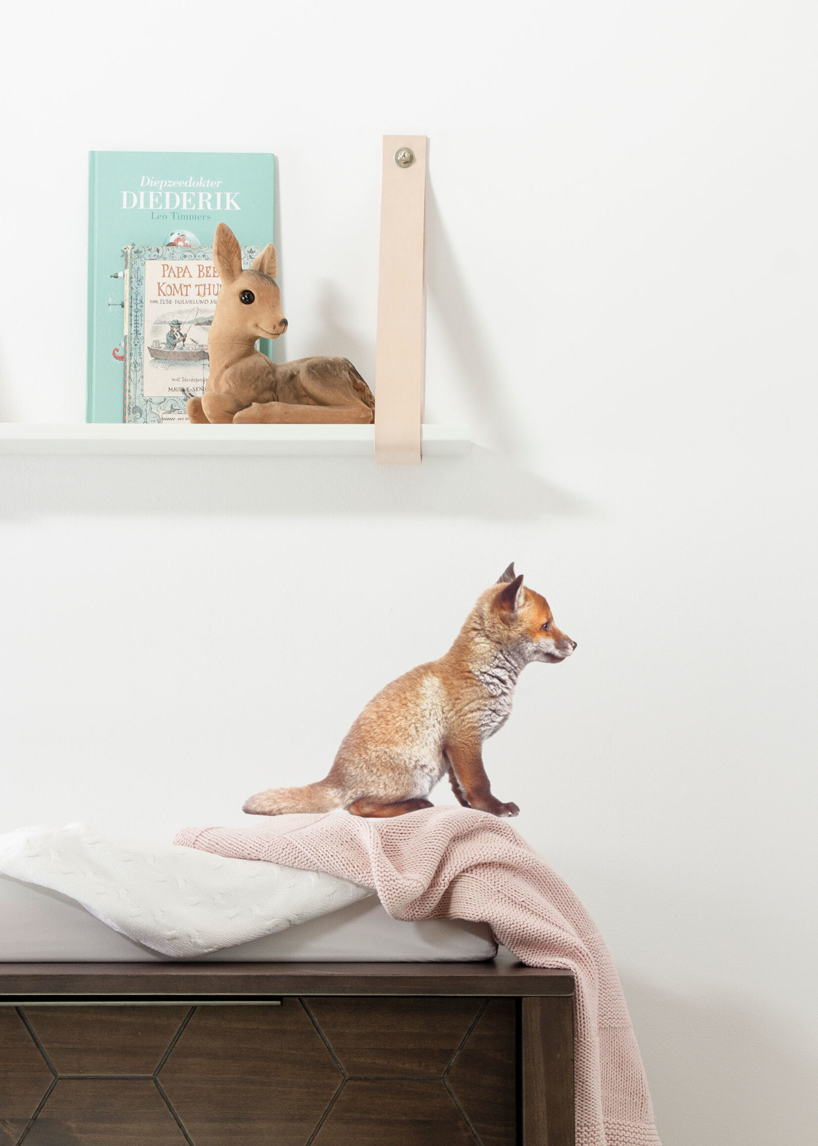 Muursticker Fox Cub, 34 x 26 cm