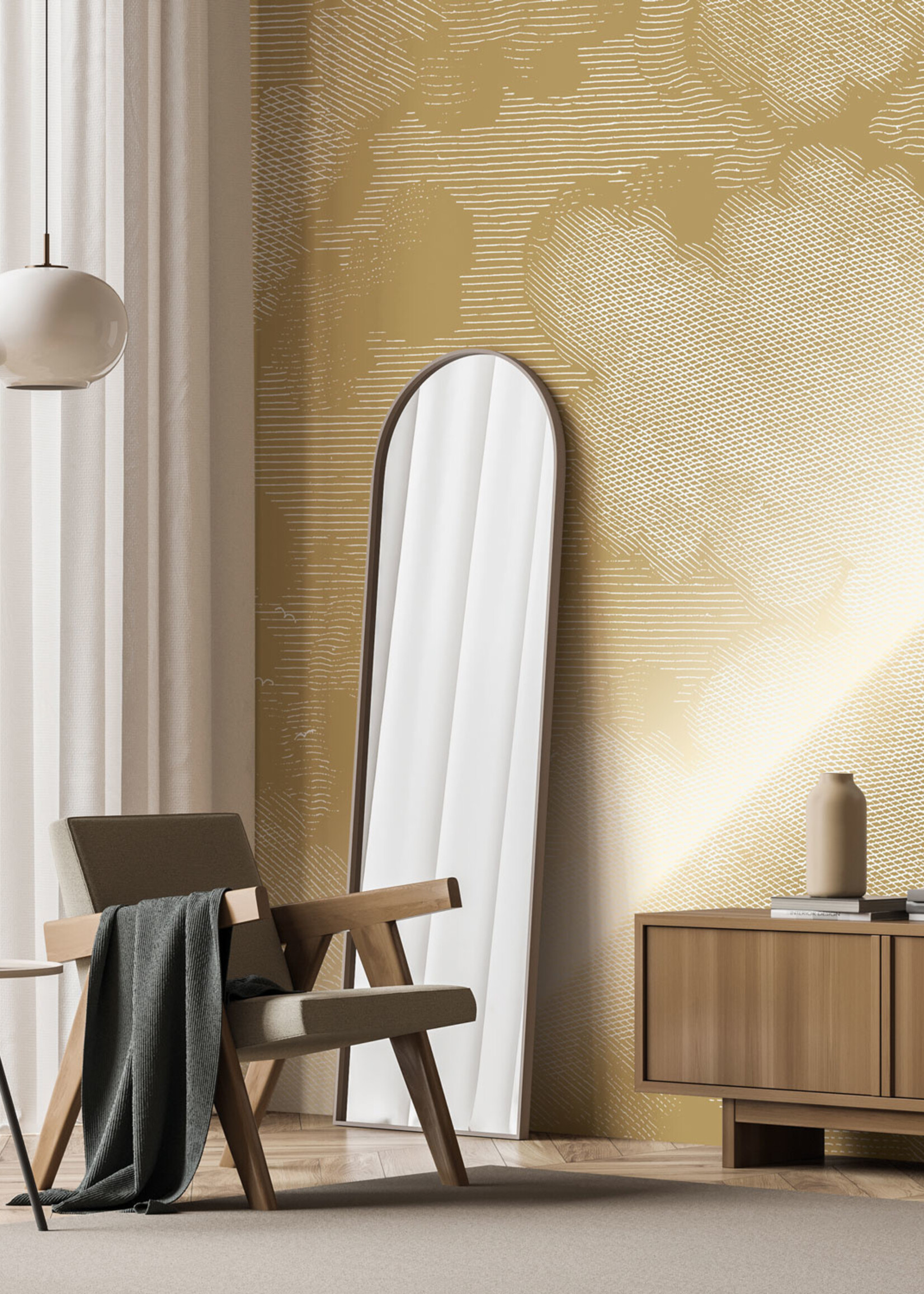 Gold metallics wall mural Engraved Clouds
