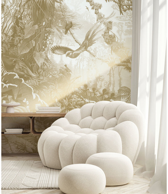 Goud behang Tropical Landscapes, Off-white