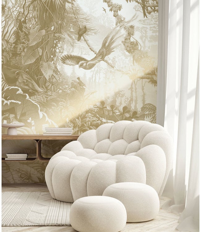 Goud metallic | Afwasbaar Gold metallic wall mural Tropical Landscapes