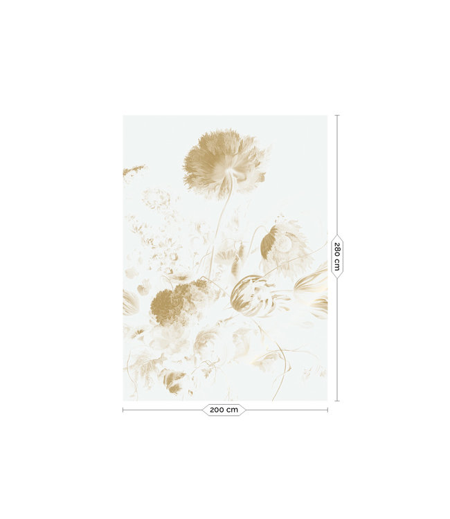 Goud behang Golden Age Flowers, Off-white