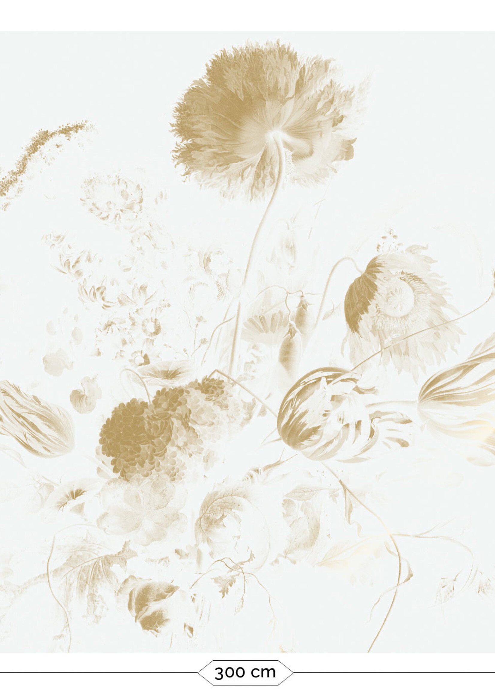 Gold metallics wall mural Golden Age Flowers, Off-white