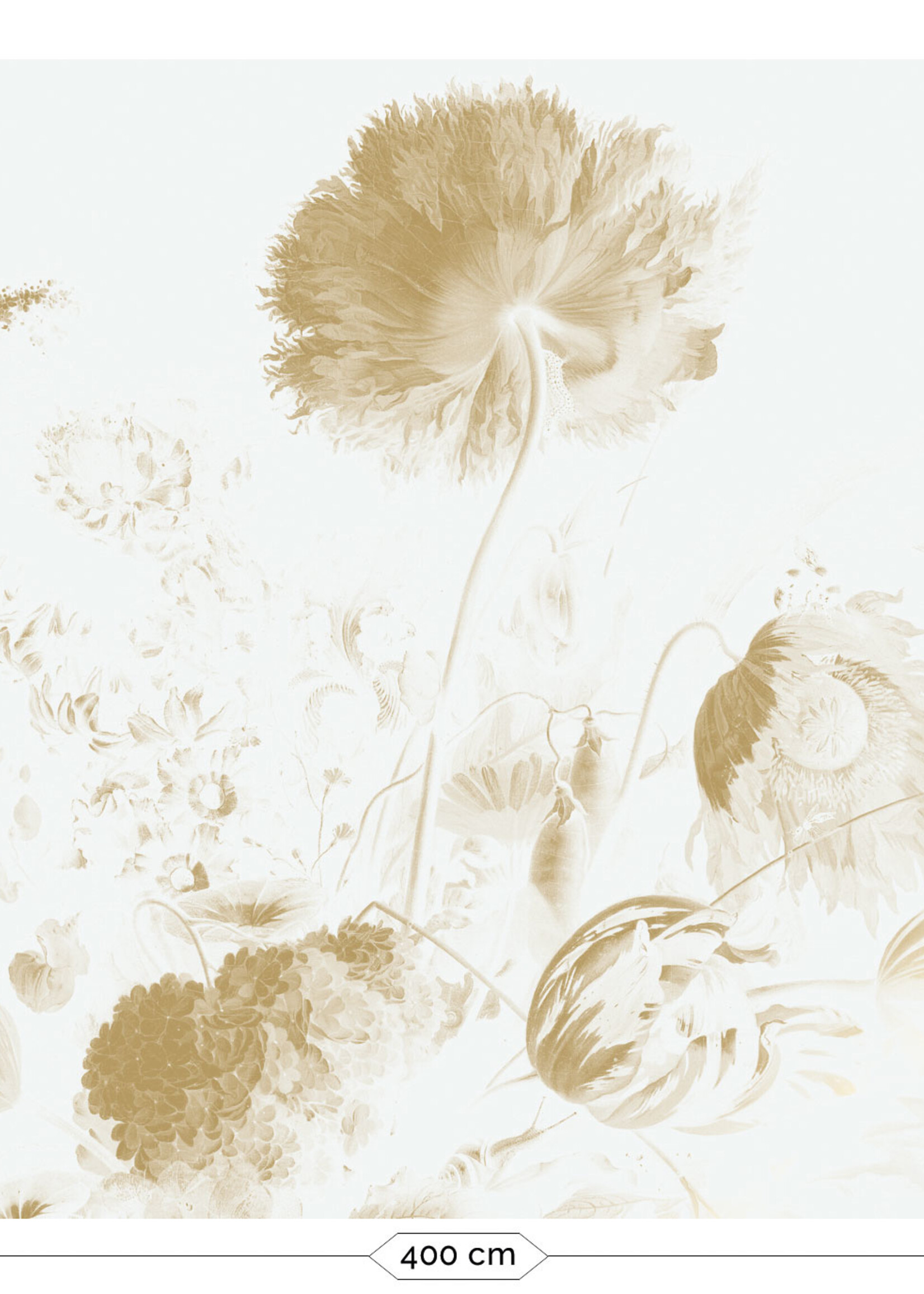 Gold metallics wall mural Golden Age Flowers, Off-white