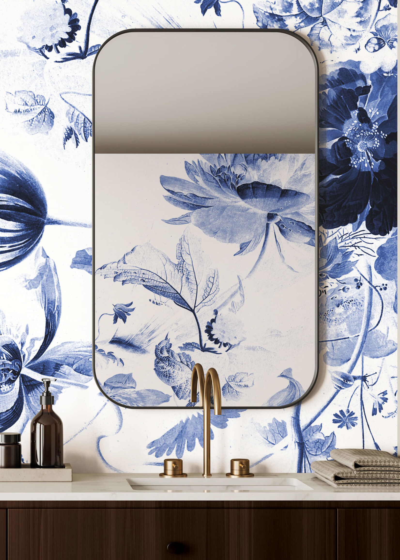 Wall Mural Royal Blue Flowers