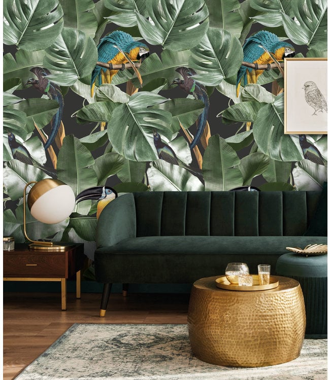 Herhaalbaar Wallpaper Botanical Birds