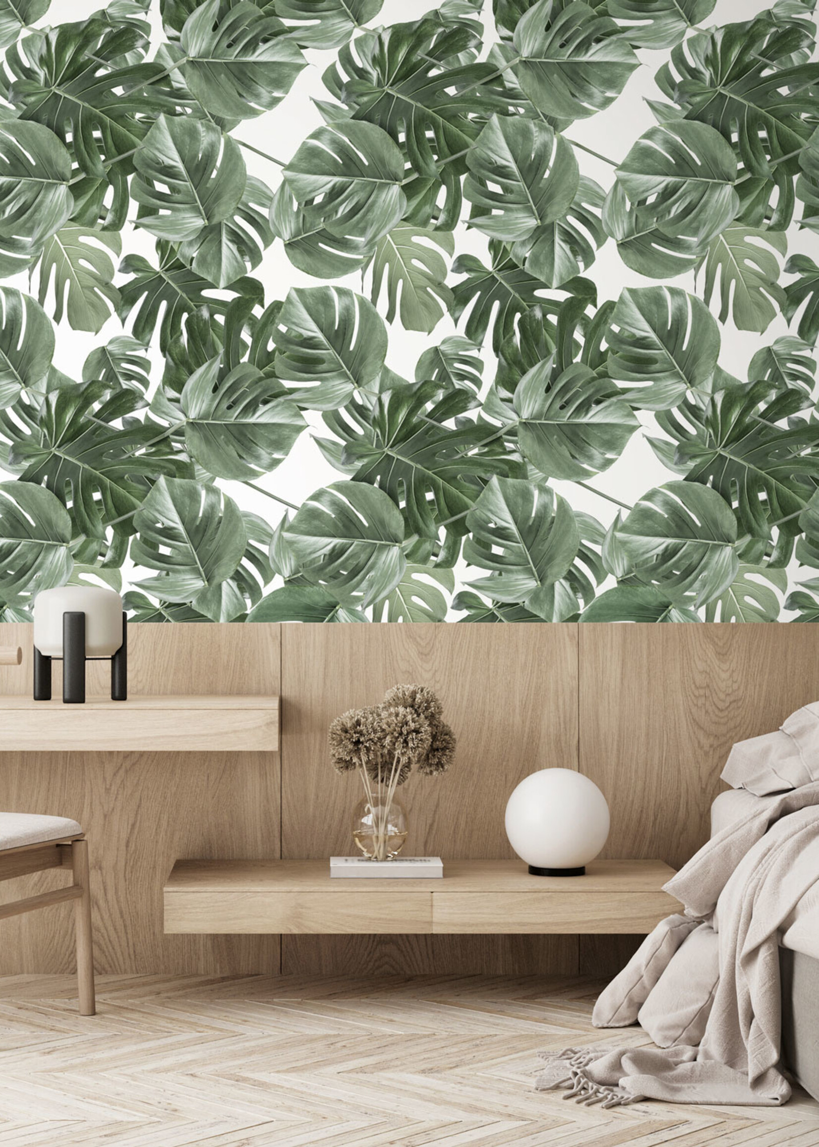 Bladeren behang Monstera, 97.4 x 280 cm