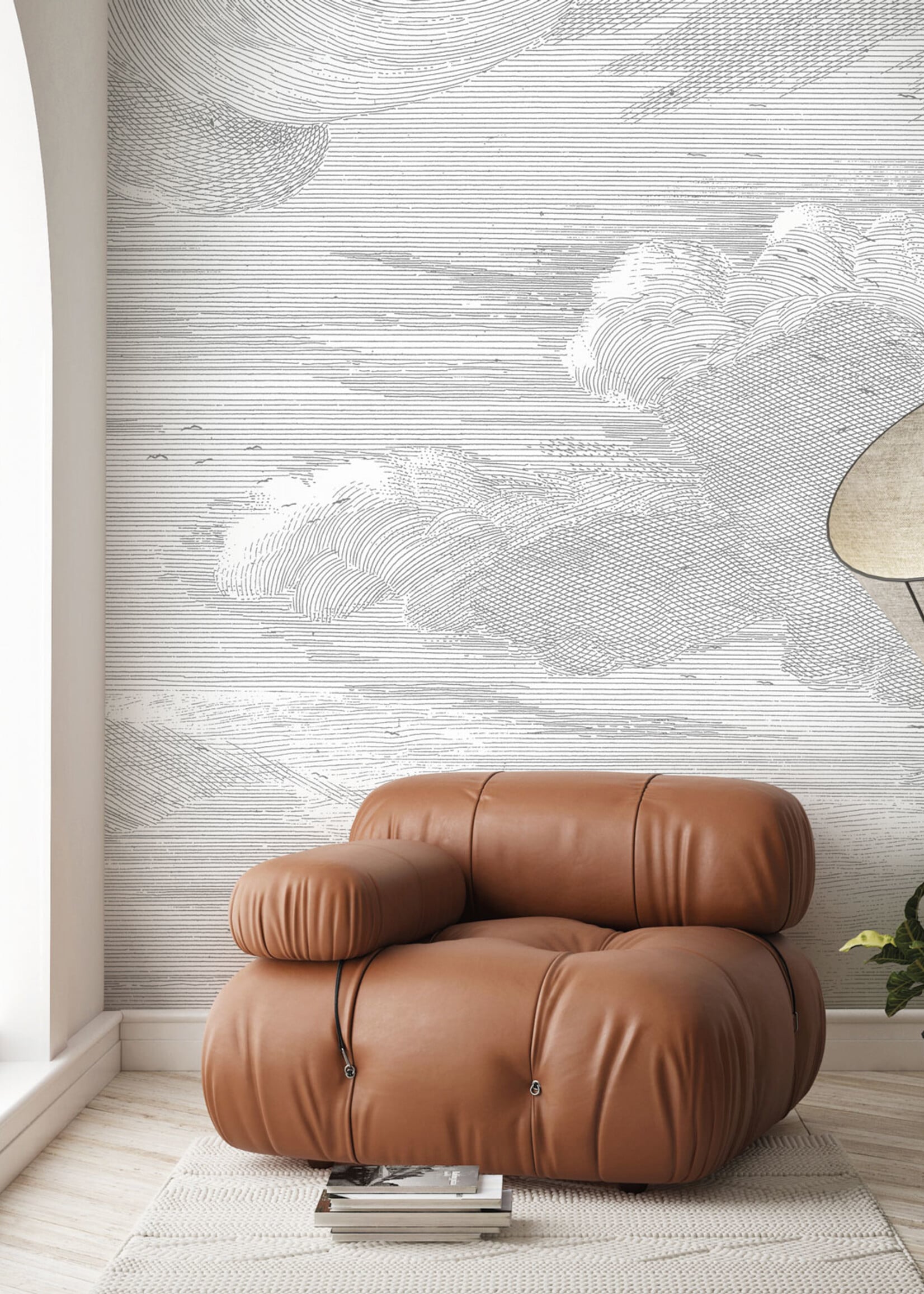 Wall Mural Engraved Clouds