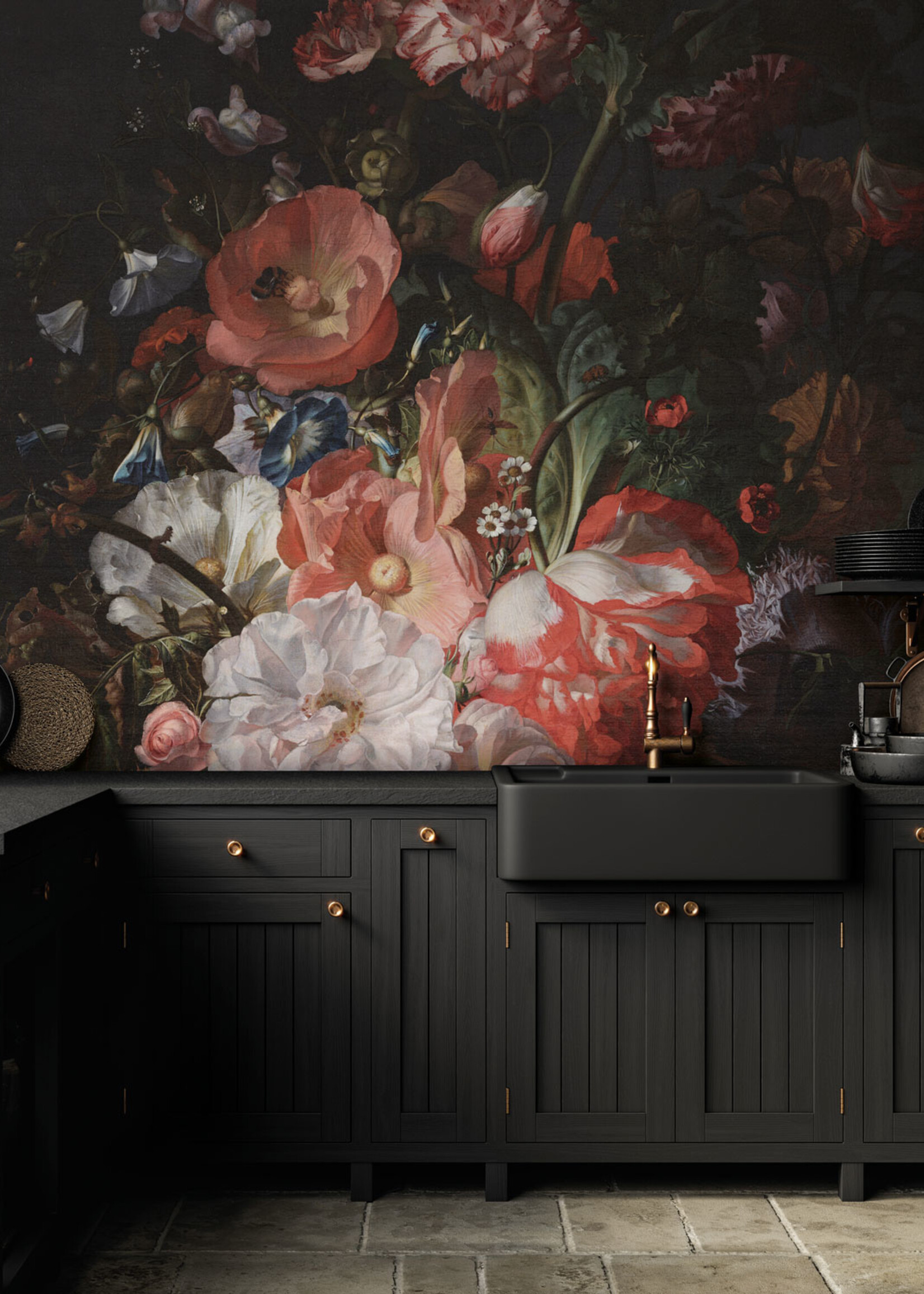 Wandvullend Bloemen behang Golden Age Flowers