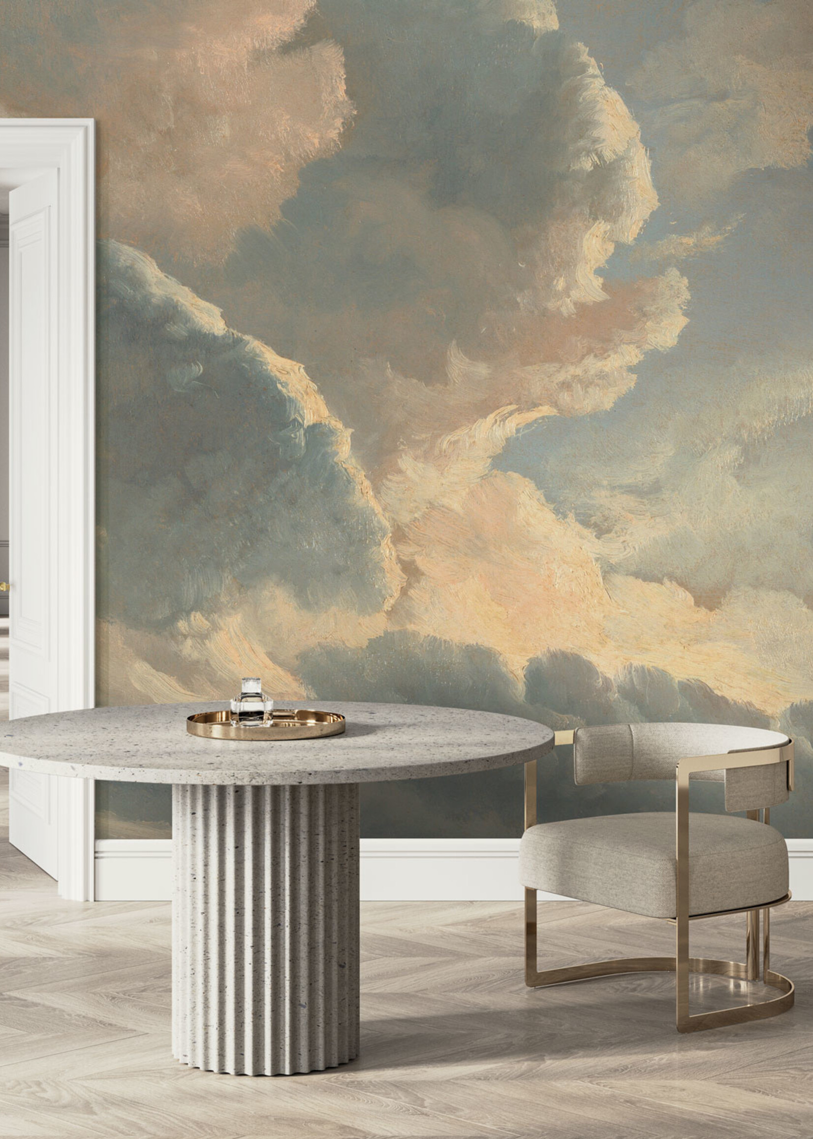 Wandvullend Wolken behang Golden Age Clouds