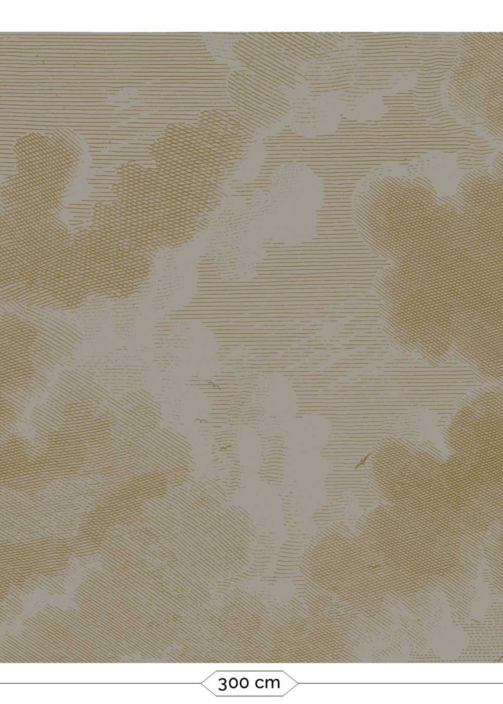 Goud metallic | Afwasbaar Goud behang Engraved Clouds, Grijs