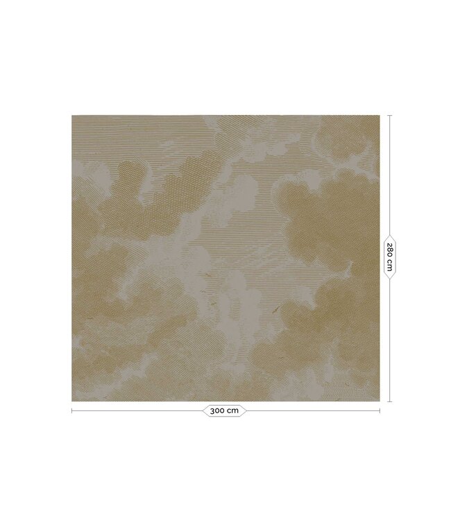 Gold-Tapete Engraved Clouds, Grau