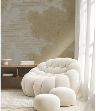 Goud metallic | Afwasbaar Gold metallics wall mural Engraved Clouds