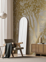 Goud metallic | Afwasbaar Gold-Tapete Engraved Landscapes