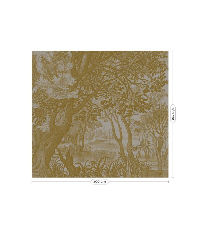 Gold-Tapete Engraved Landscapes, Grau