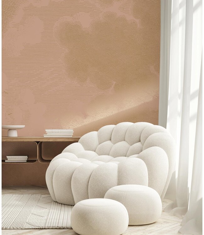 Gold metallics wall mural Engraved Clouds, Nude