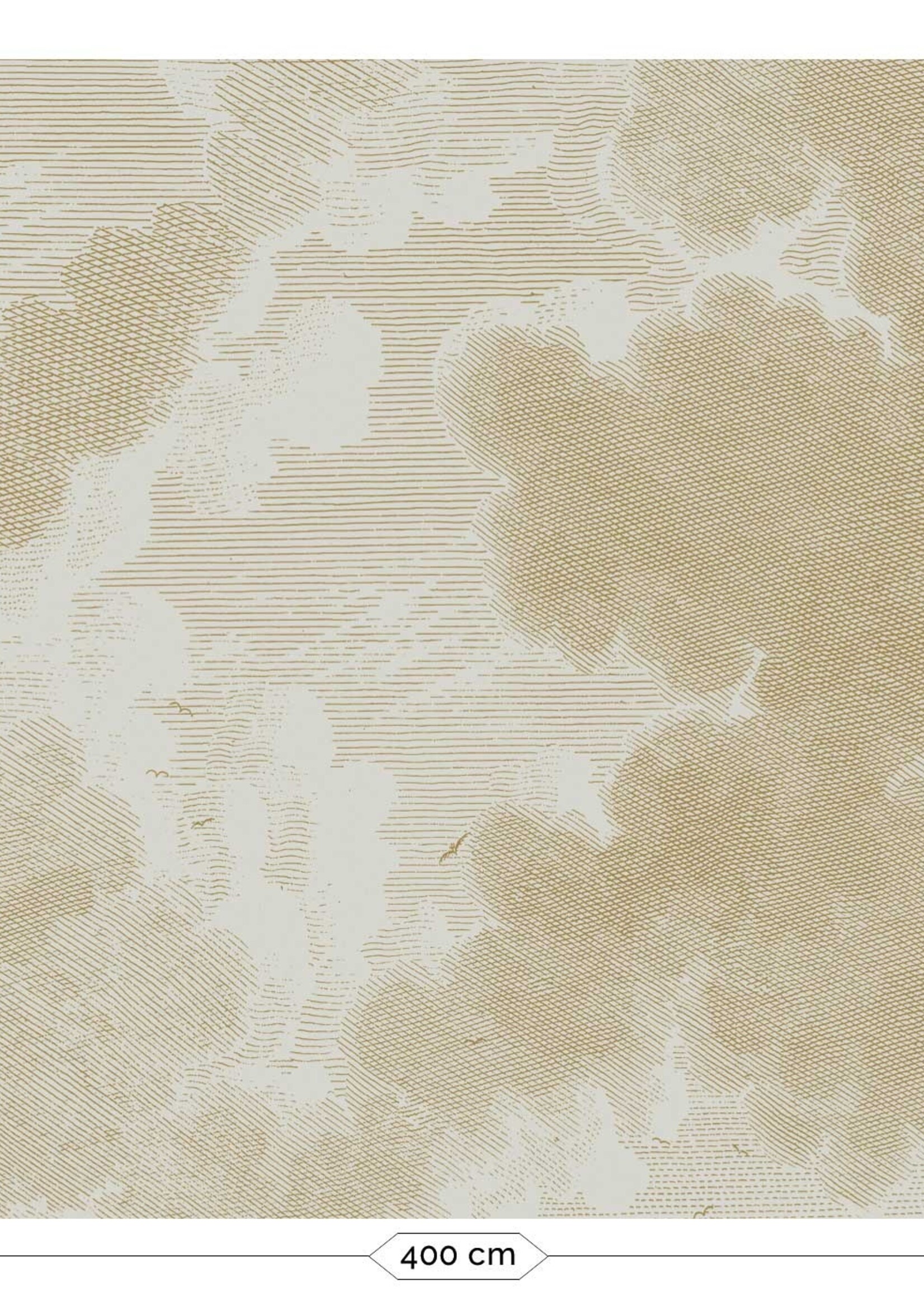 Goud metallic | Afwasbaar Goud behang Engraved Clouds, Zand