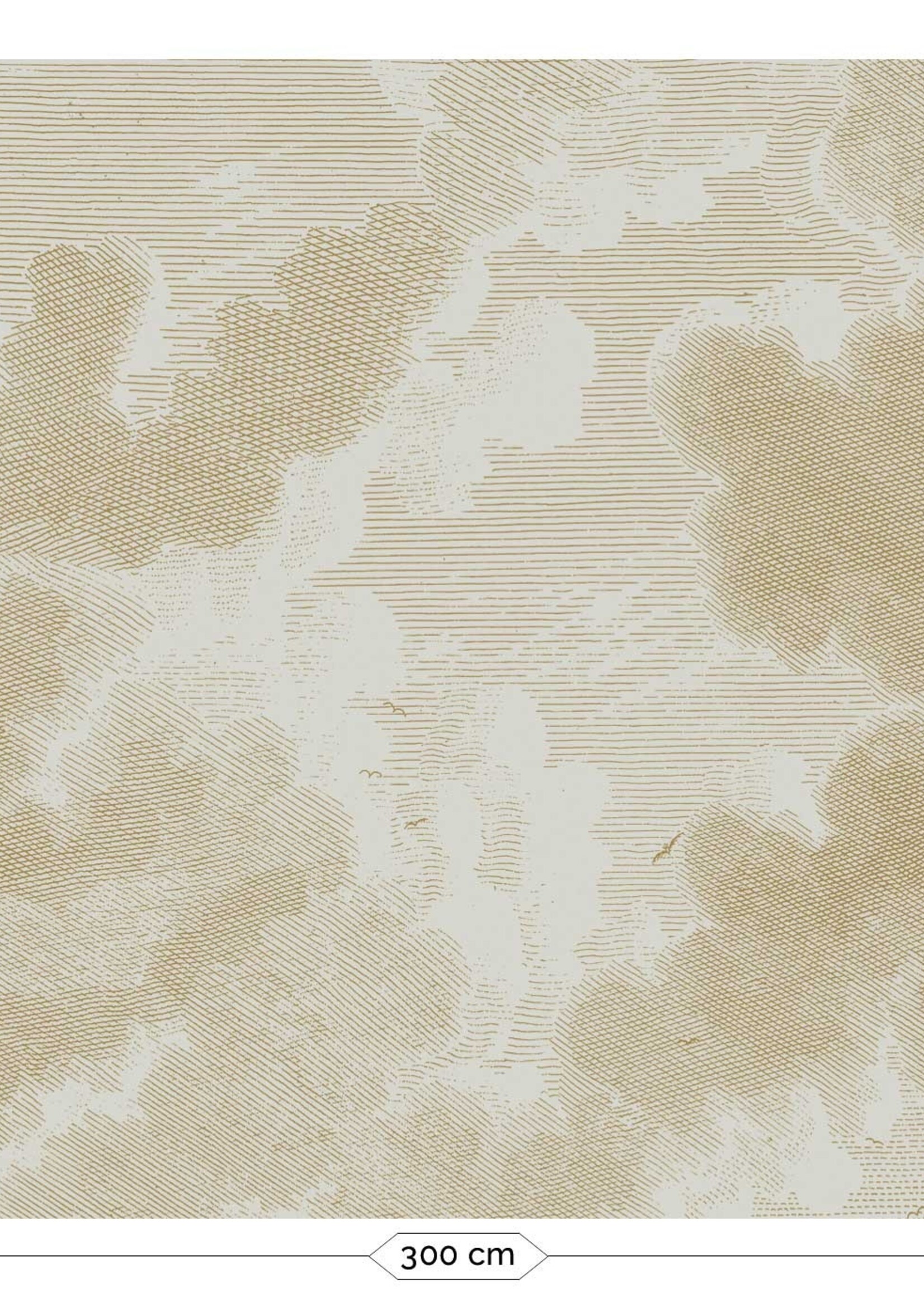 Goud metallic | Afwasbaar Goud behang Engraved Clouds, Zand