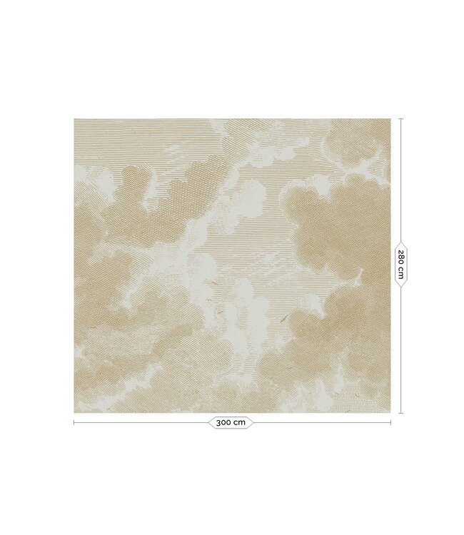 Goud behang Engraved Clouds, Zand