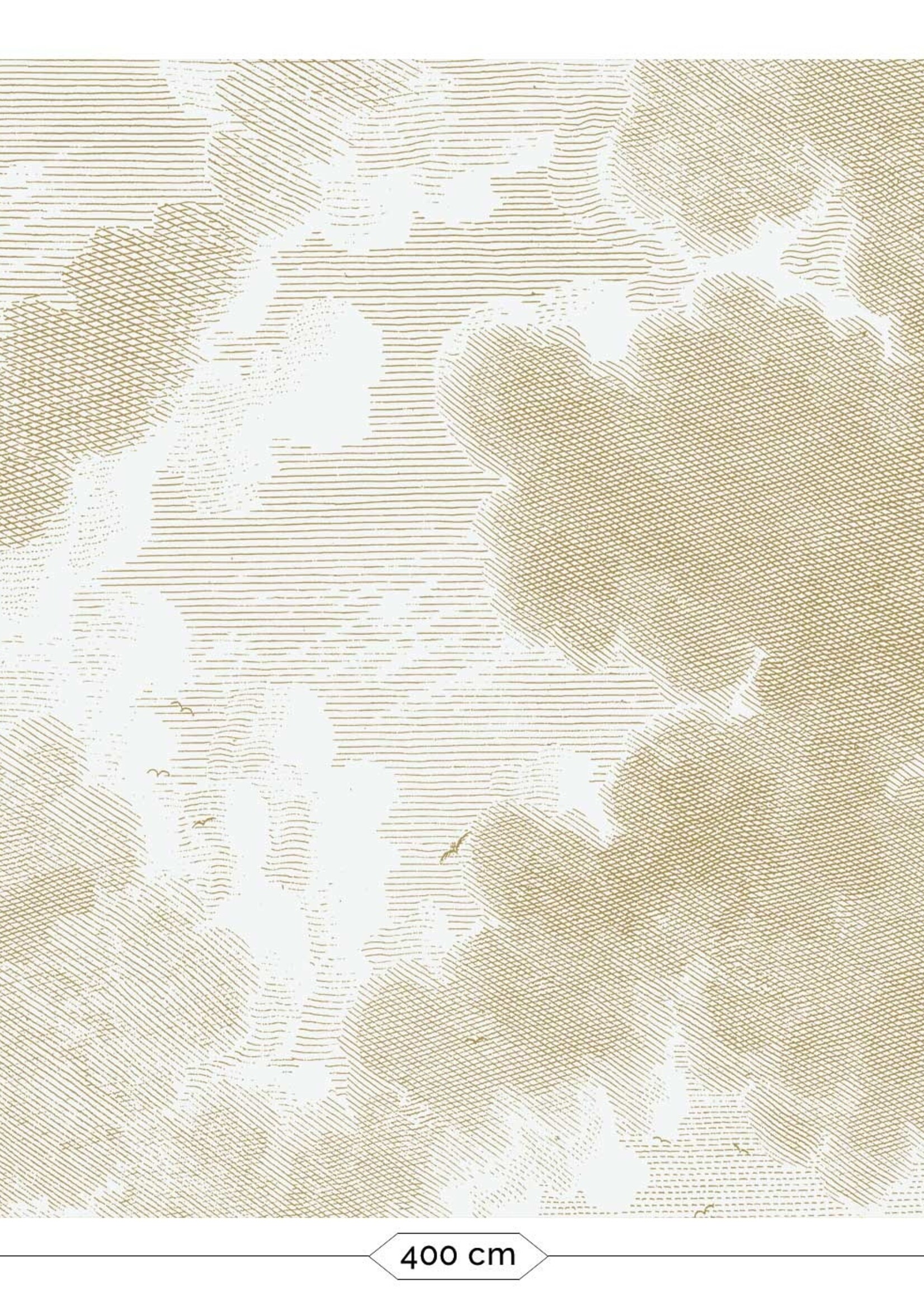 Goud metallic | Afwasbaar Gold metallics wall mural Engraved Clouds, Off-white