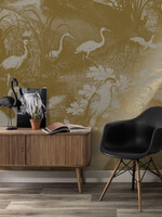 Goud metallic | Afwasbaar Goud behang Engraved Landscapes