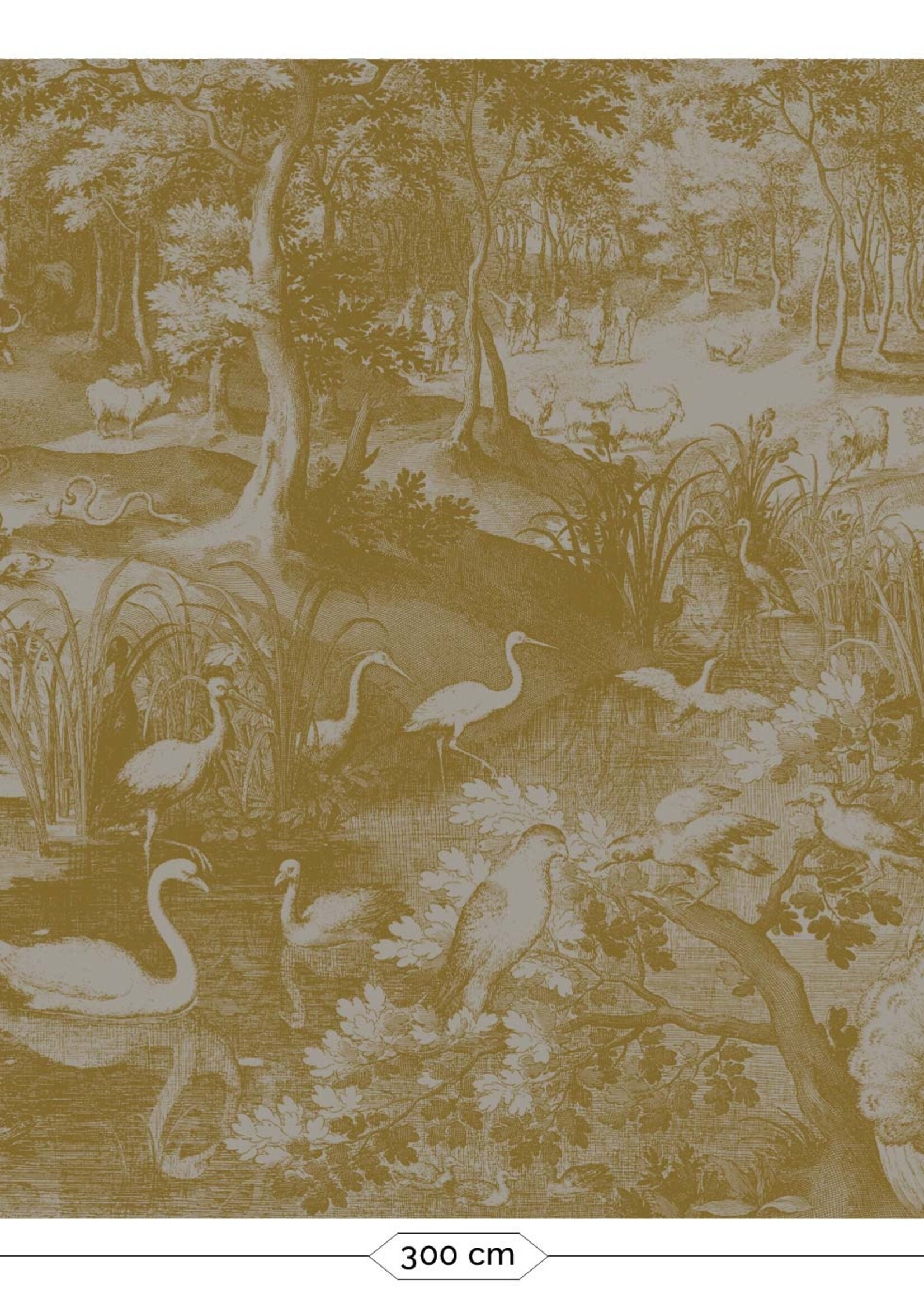 Goud metallic | Afwasbaar Gold metallic wall mural Engraved Landscapes, Grey