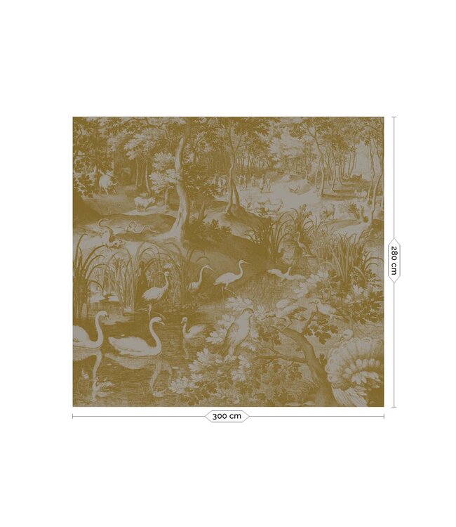 Gold metallic wall mural Engraved Landscapes, Grey