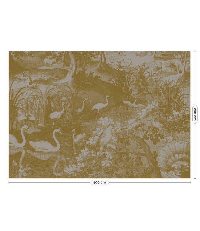 Gold metallic wall mural Engraved Landscapes, Grey